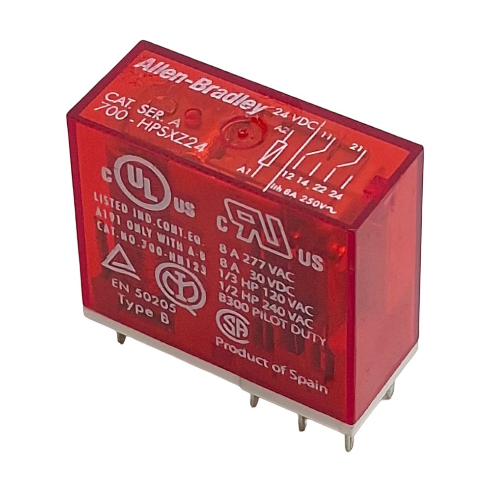 Allen Bradley 700-HPSXZ24 Safety Relay, DPDT, 8A 277VAC/30VDC, 24VDC Coil