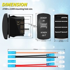 Joinfworld Winch Switch Winch in Winch Out Momentary ON/Off/ON 7 Pin