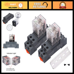 2PCS 24V DPDT Relay 10A Electromagnetic Switch with Indicator Light & Socket Bas