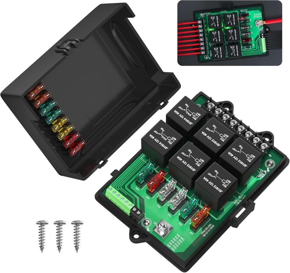 Caja de relés para fusibles de 12 V, panel universal automotriz con relés de 6 v