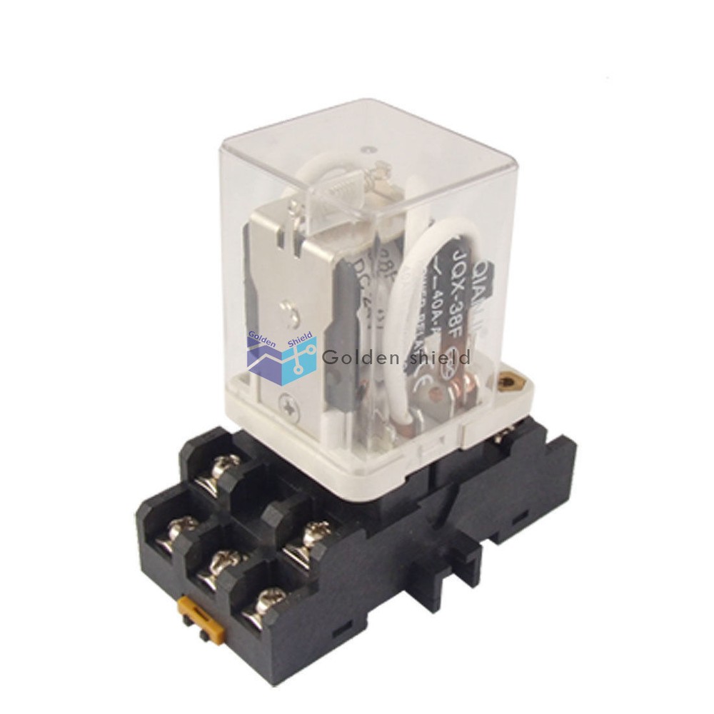 JQX-38F Voltage Power Relay 3PDT 11 Pin w Socket 40A Coil DC 24V✦Kd