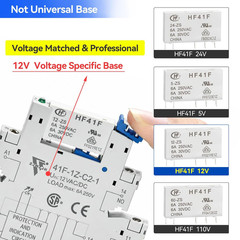 UL Listed (10Pcs) 12V Relay Din Rail; Silm Relay 12V DC/AC 6Amp 5Pin 1NO 1NC SPD