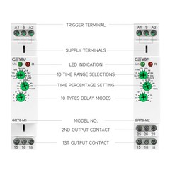 GEYA MultifunctionTimer Relay 10 Funcitons Time Delay Relay AC/DC24V-240V