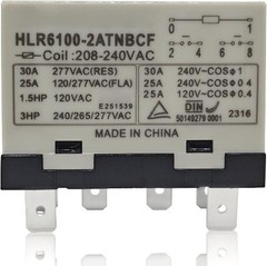 HLR6100 2ATNBCF 208 240VAC Compressor Relay 30A 277VAC 6 Pin DPST NO Electrical