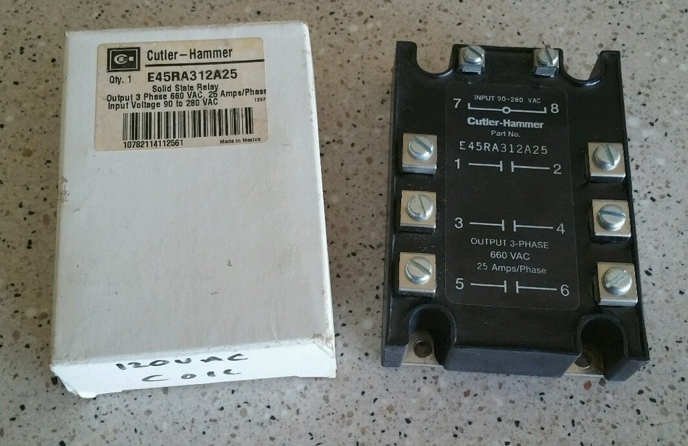 NEW Cutler Hammer E45RA312A25 Solid State Relay Input 90-280 VAC