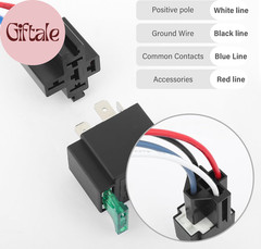 4Pin 12V Relay with 30A Fuse,Spst Normally Open Car Relay with 14 AWG Harness,Un