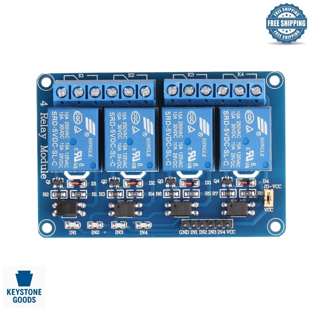 4-Channel 5V Relay Module for Arduino Raspberry Pi – AC/DC Control