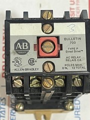 ALLEN-BRADLEY 700-P1200A1 SER B RELAY W/ 12-REVERSIBLE CONTACTS 120VAC COIL