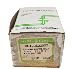New General Electric CR120E02002 Relay 115V 2NO 600V Max