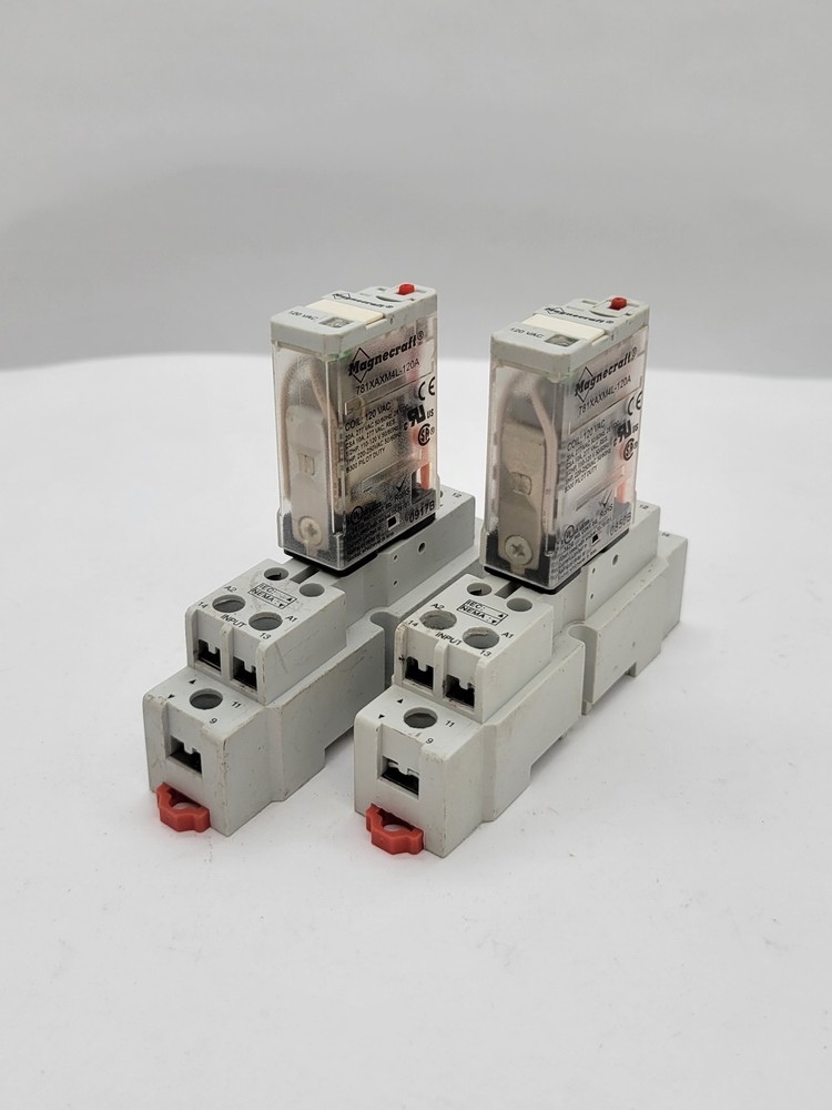 2PC Magnecraft 781XAXM4L-120A Relay w Socket Base 20A 277V 5Pin 120V Coil