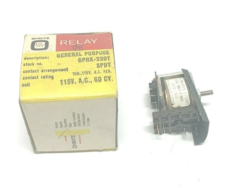 NEW OHMITE GPRX-230T GENERAL PURPOSE RELAY, SPDT, 115V 10A, NIB