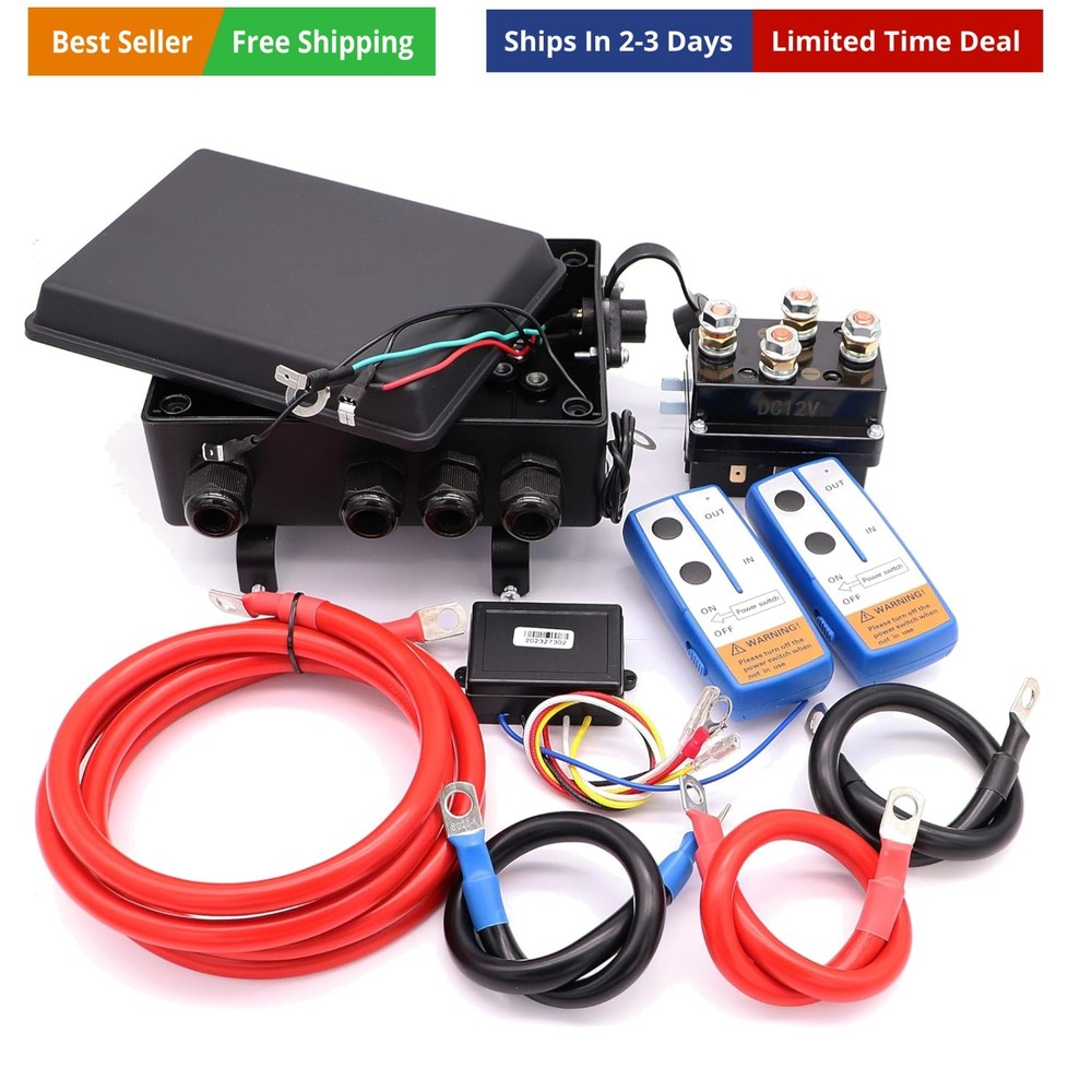 12V 500A Winch Solenoid Contactor Relay with Box and Twin Remote Controller K…