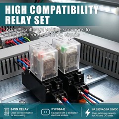 Electromagnetic Power Relay 24V AC Coil 8 Pin DPDT 5A for DIN Rail 2pcs