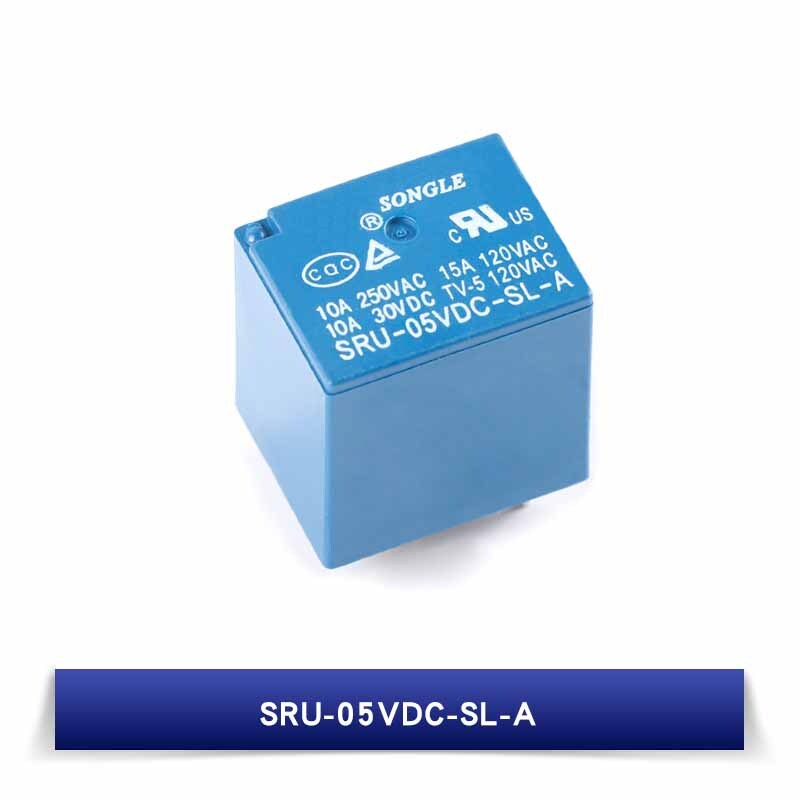 Songle Relay SRU-05V/12V/24VDC-SL-A 15A 4 Pin PCB Mount Relays Blue