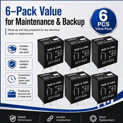 Ford Compatible 12V 30A Relay 4 Pin 6 Pack