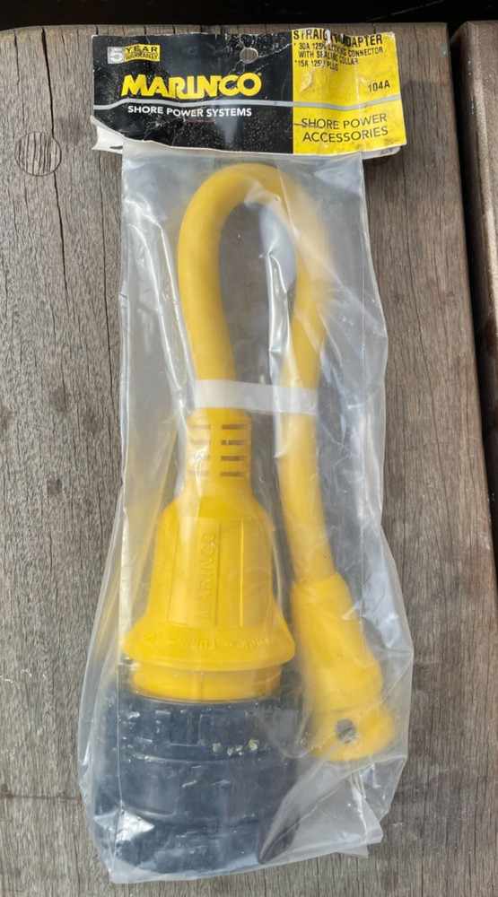Marinco 30 Amp Shore Power Adaptor to 15 Amp Male Plug 125 V Female