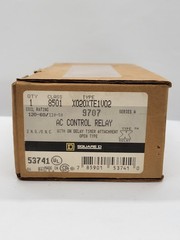 Square D 8501 X020XTE1V02 AC Control Relay w Timer Attachment 120/110V Coil