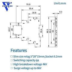 Electromagnetic Relay 60V DC AC SPDT Converting 110V Through Socket 6A LED