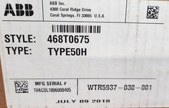 ABB 468T0675 TYPE 50H OVERCURRENT RELAY NOS *PI