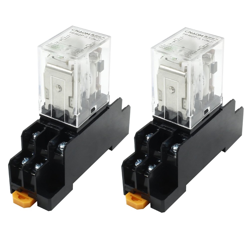 Bonsicoky 2 Pcs DC 12V Coil 8 Pin 10A DPDT Electromagnetic 12V, 8Pin-10A