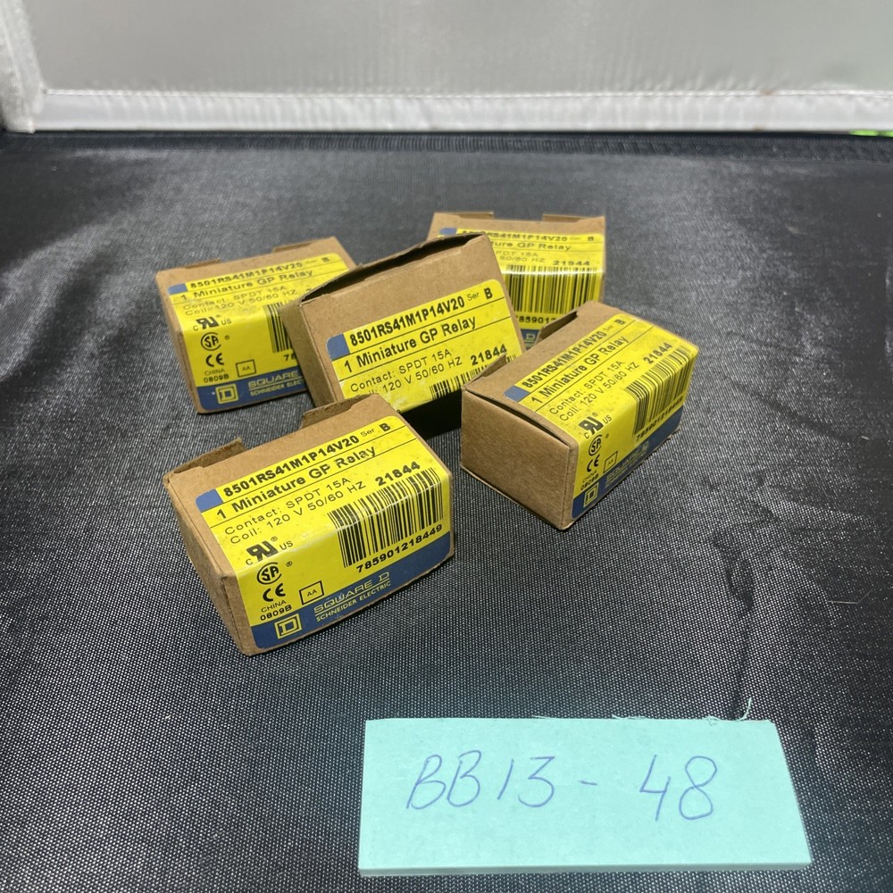 5 SQUARE D 8501RS41M1P14V20 Relay, miniature plug in, 15 A, 1 pole, 120 VAC coil
