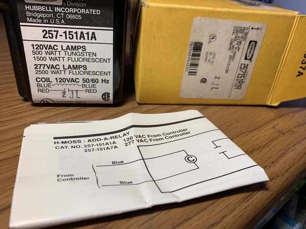 NOS Hubbell 257-151-A1A Lighting Relay 120VAC 277VAC Coil 50/60Hz
