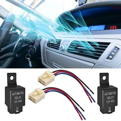 2Pcs Truck Car Electrical Relays 12V 40.0A SPST with 4 Terminals Wire Connectors