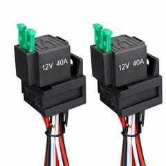 Fused Relay 40A 12Vdc 4-Pin SPST with Harness Socket and 30A LED Fuse (2-Pack)