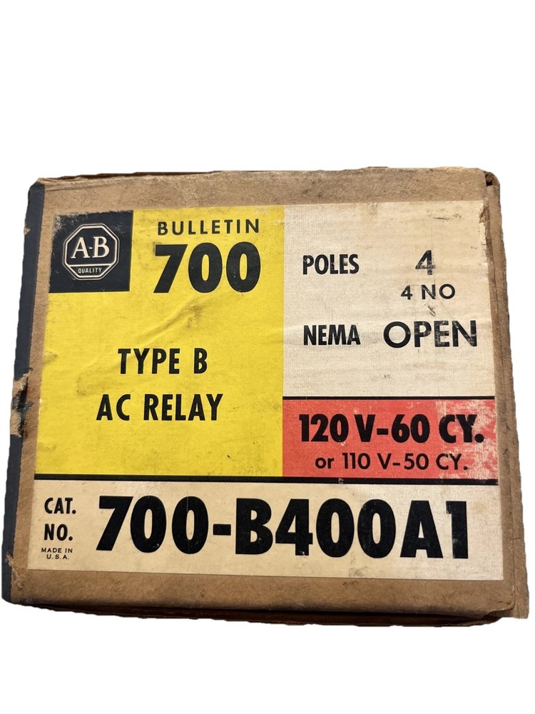 ALLEN BRADLEY 700-B400A1 / 700B400A Type B AC Relay 120v coil 700-B400A (New)