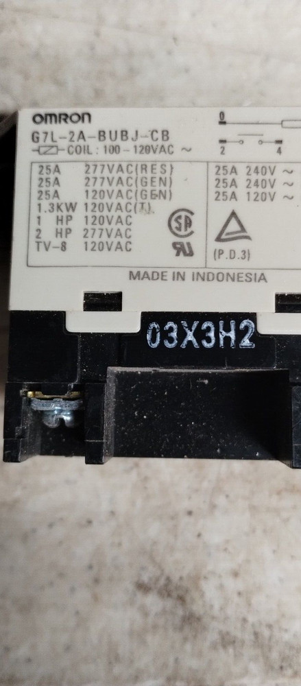 OMRON G7L-2A-BUBJ-CB-AC200/240 Enclosed Power Relay,6 Pn,240VAC,DPST-NO 5ZH38