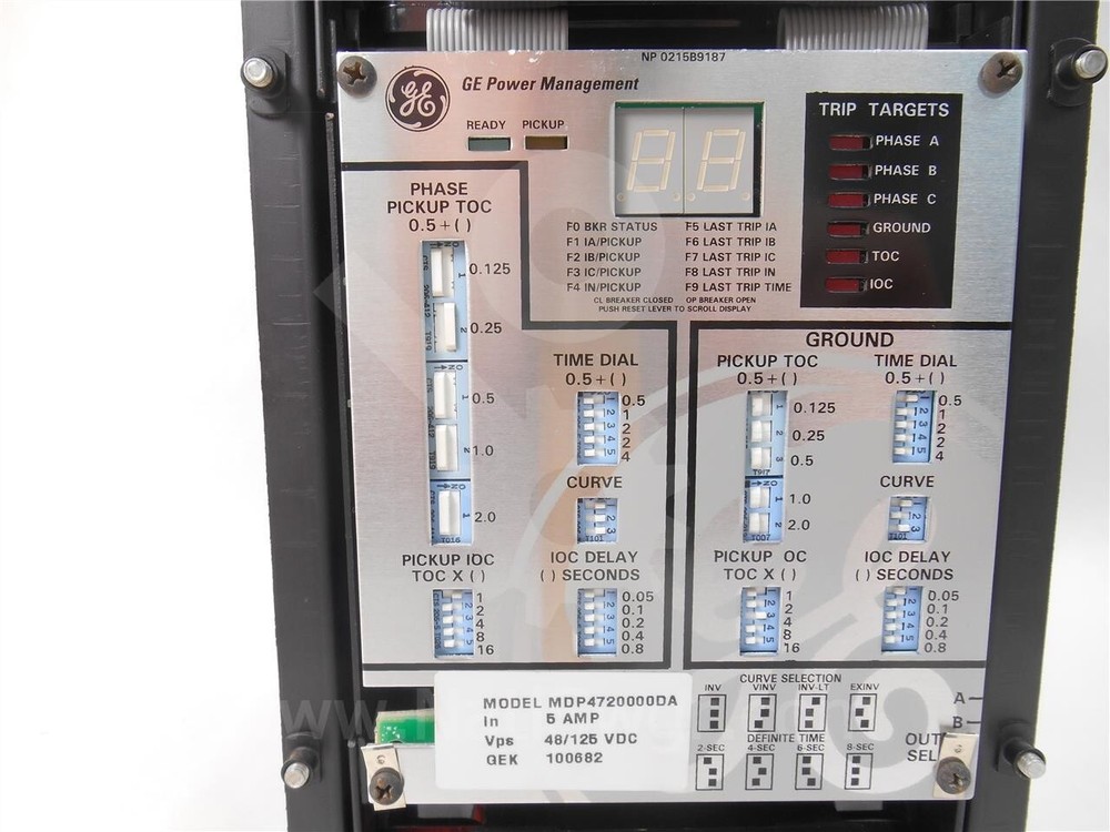 GE MDP TIME OVER CURRENT RELAY 48-125VAC/DC, .5 – 4.375A PHASE, 0.5 – 4.735A GRO