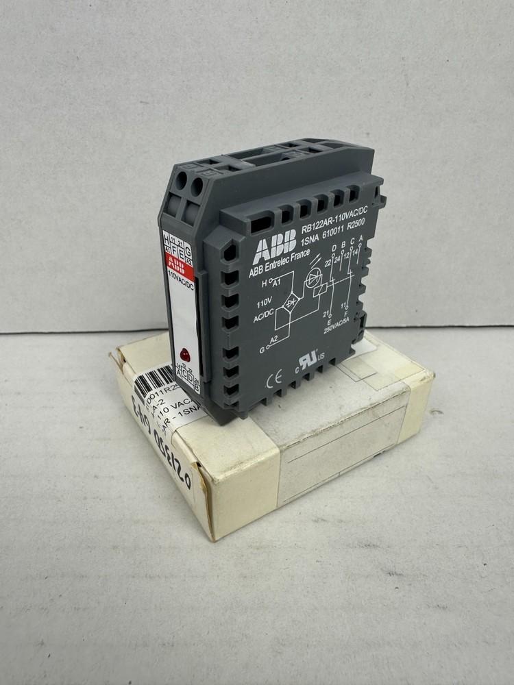 New ABB Interface Relay RB122AR-110VAC/DC, 110V AC/DC Coil, 250VAC @ 5A Contacts