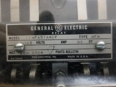GE 12HFA51A42F Relay 125v-dc