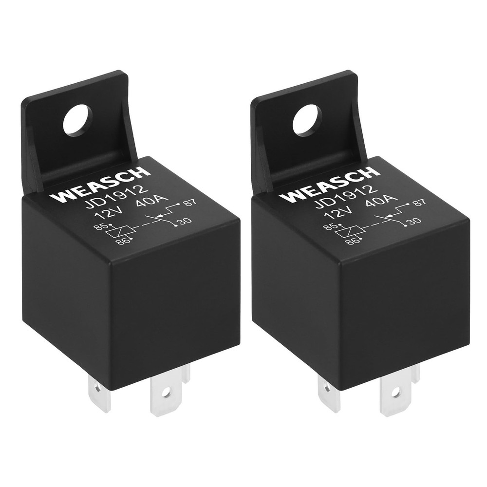 2 Pack Car Relay, 12V 40A, 4 Pin SPST, Automotive Switches and Starters, Wate…
