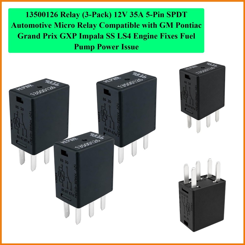 Relay 3-Pack 12V 35A 5-Pin SPDT Automotive Micro Relay Compatible with GM Pon…