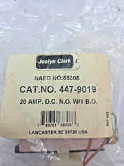JOSLYN CLARK CONTACTORS 447-9019, 88308, 20 AMP DC NO W/1 BO, 0051I
