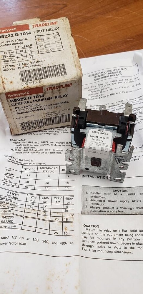 Honeywell General Purpose Relay R8222D 1014… 24V 50/60 Hz