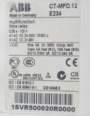 ABB CT-MFD.12 Multifunctional Time relay 24-48V DC 24-240V AC 50/60Hz E234