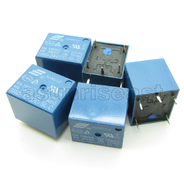 100PCS Wholesale Coil DC9V PCB Type Power Relay 10A SPDT NC+NO SRD-09VDC-SL-C