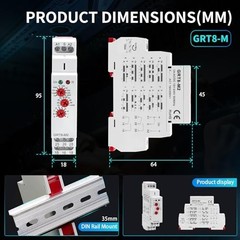 Adjustable Multifunction Time Relay 2 Outputs 16A Electronic Timer 12V-240V, Din