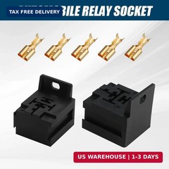 10PCS Relay Base Holders, 12V/24V 30A-80A Relay Socket Holder Connector, 5 Pin R