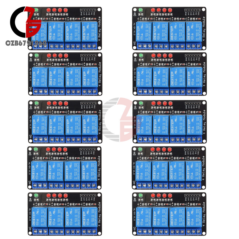 10pcs 4Channel 3V 3.3V Relay Module for Arduino Raspberry PIC AVR DSP ARM MSP430