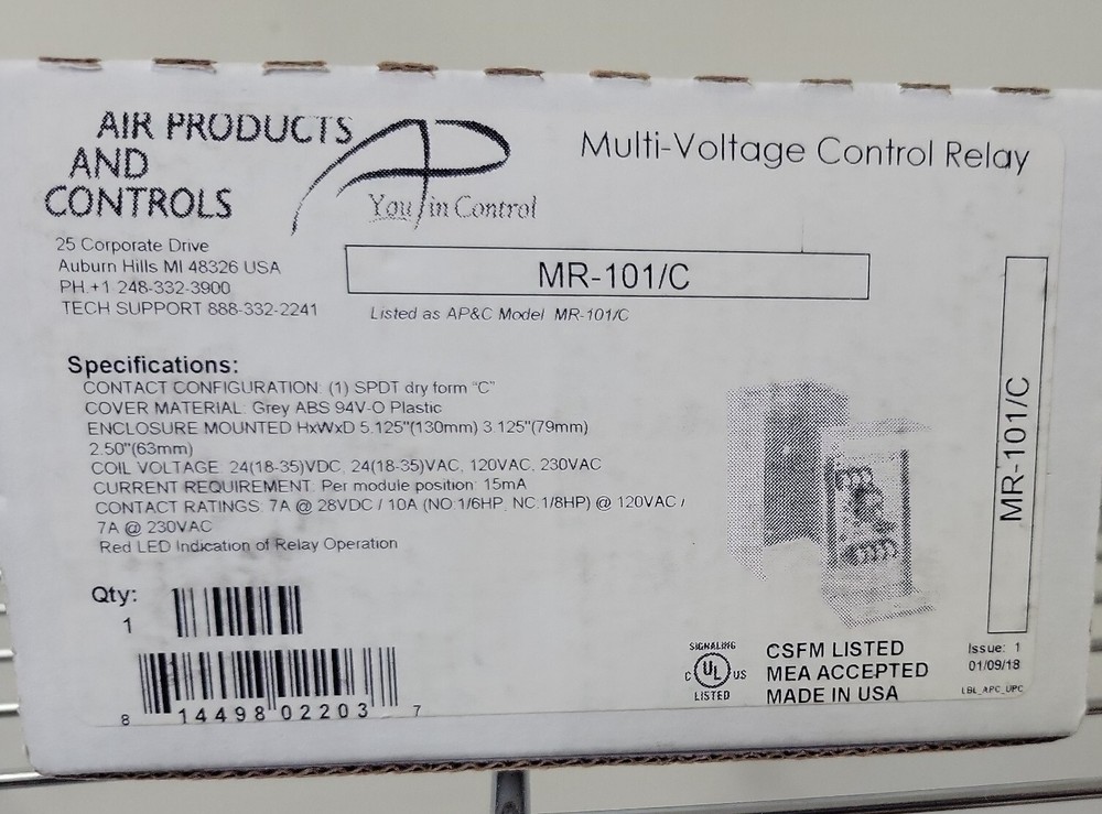 Air Products MR-101/c/r Multi-Voltage Control Relay