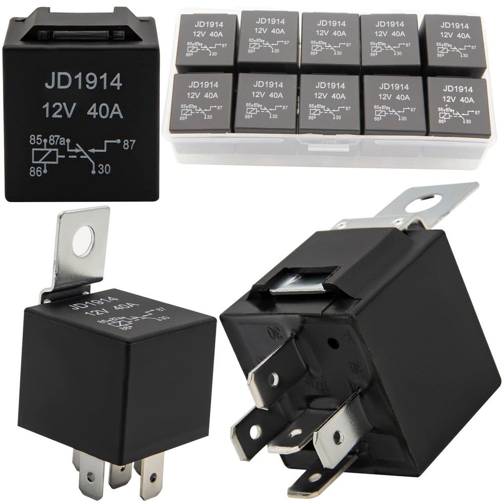 10 Pack 30/40 AMP 12V Relay Switch（SPDT）,Waterproof 5-Pin Relay Sw