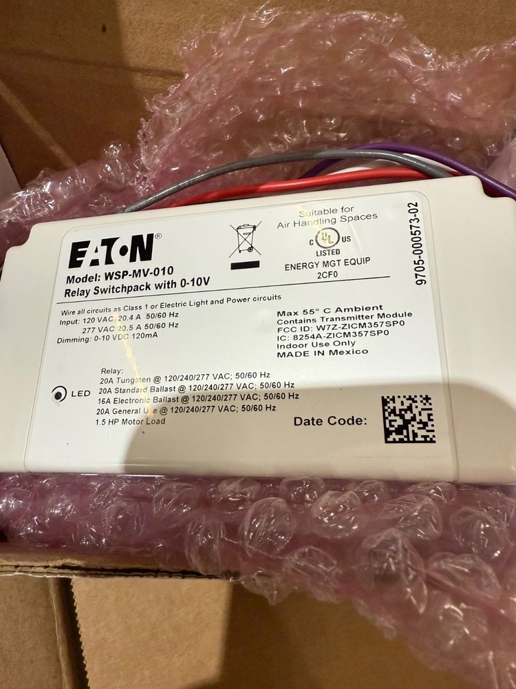 Eaton WSP-MV-010 Wireless, WCL 802.15.4 Relay Switch with 0-10V – NEW