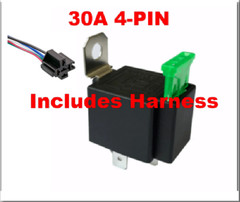 12V DC 30A 4-PIN RELAY W/FUSE + 2/14AWG + 2/16AWG HEAVY DUTY 6″ HARNESS