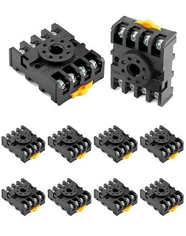 8 Pins Relay Socket, 10 Pack 600 V 10 Amp Octal Socket with Pres Size: 10 Pack