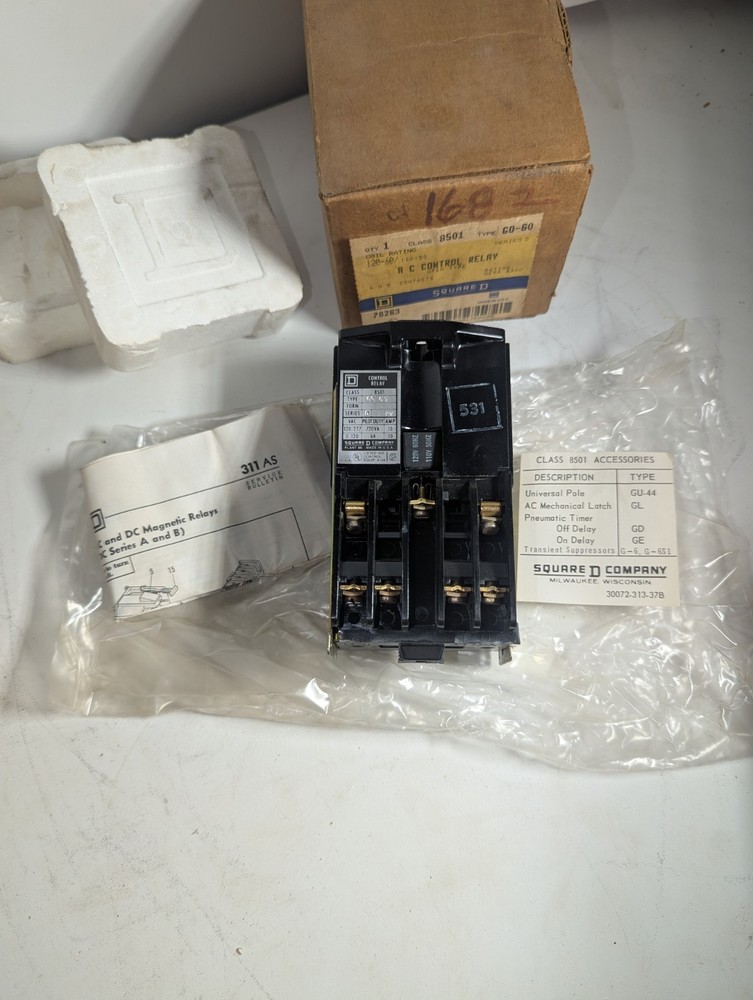 NEW SQUARE D 8501-G0-60 SER D AC CONTROL RELAY MADE IN USA CLASS 8501 TYPE G0-60