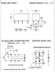 Relay DPDT, pcb mount, 5VDC single side stable, 0.3A @ 125VAC, sensitive