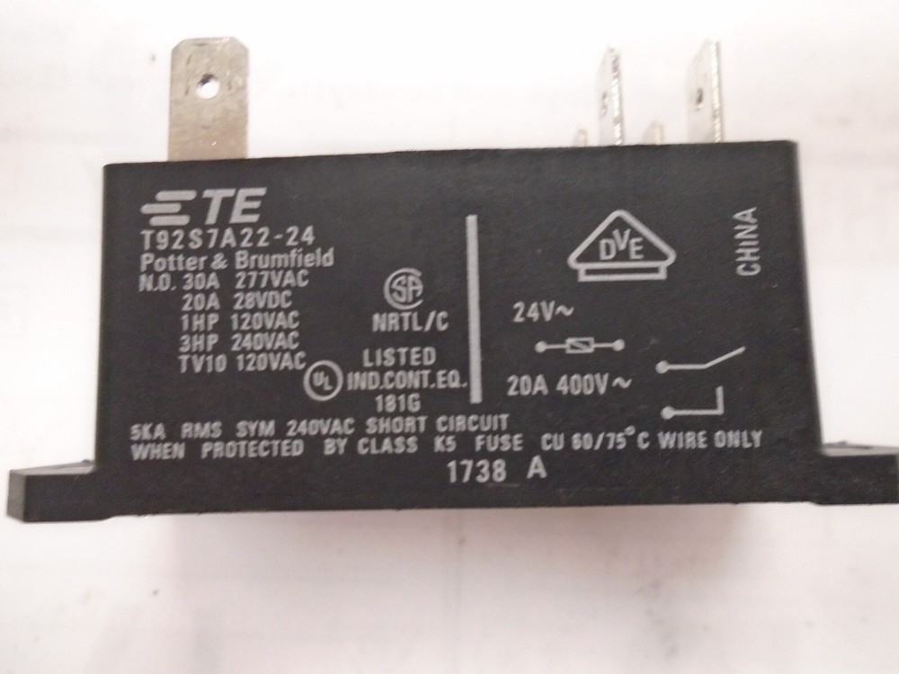 Potter and Brumfield Relay; T92S7A22-24; “USED”